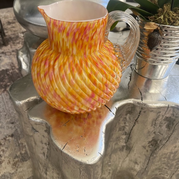 Made by web in England Victorian glass swirl rib, optic Polychrome ball pitcer - Picture 6 of 15